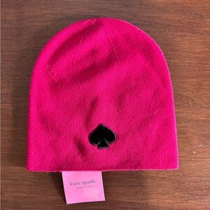 NWT Kate Spade Pink Beanie with Black Spade